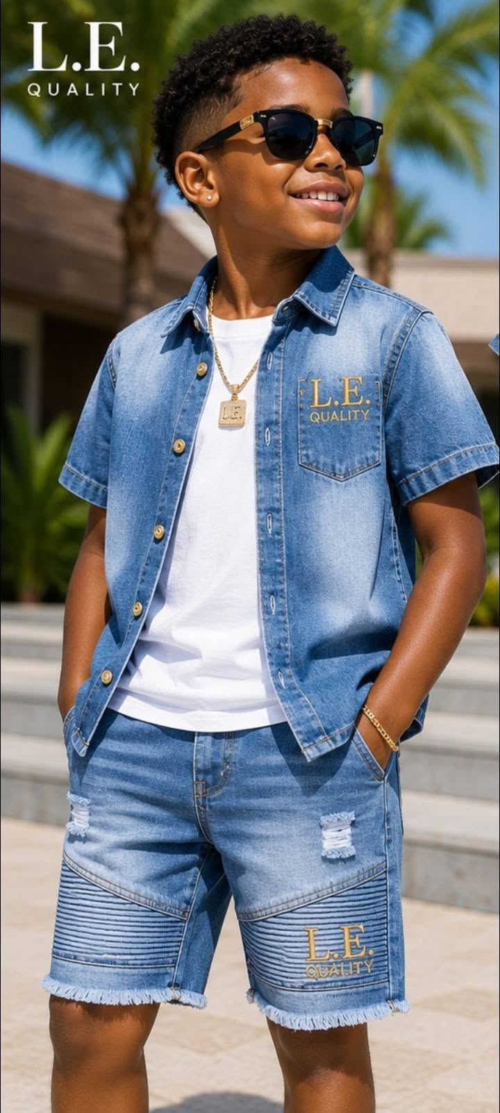 Coastal Denim Short Set