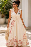 Floral Print Empire Waist Closed Back Maxi Dress