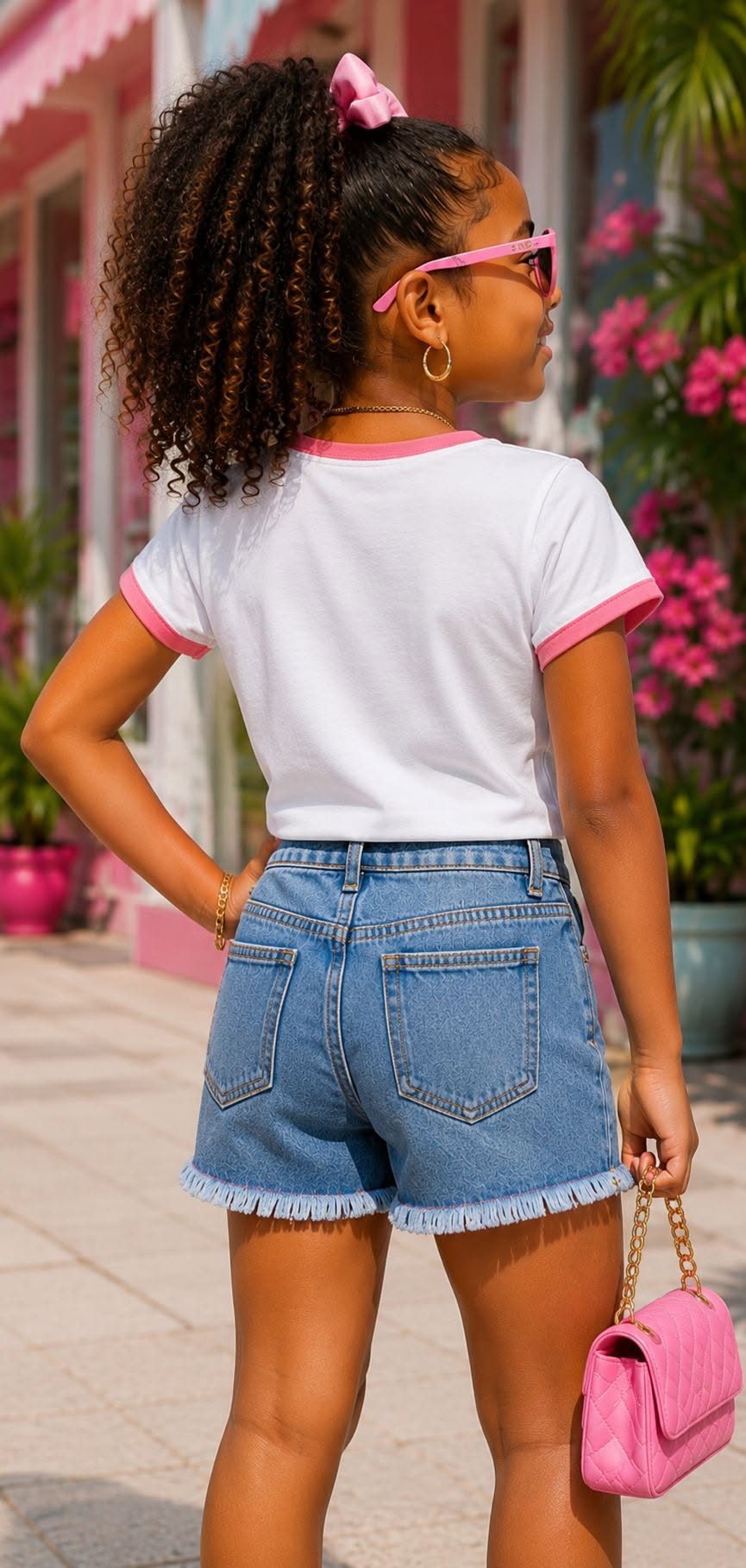 Blossom & Shine Denim Shorts Set
