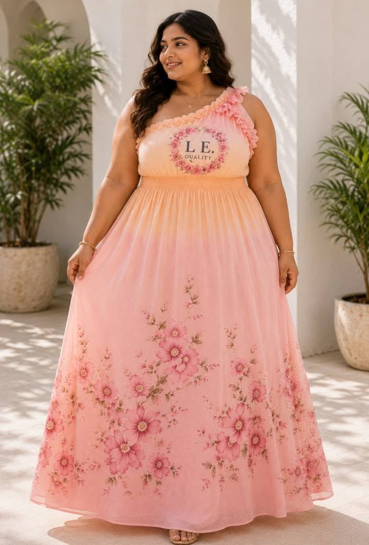 One Shoulder Floral Maxi Dress
